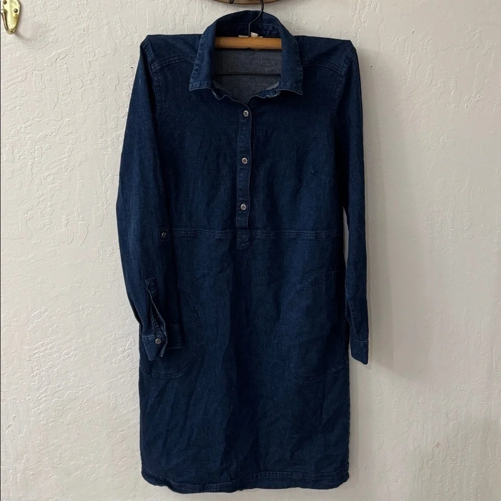 J. JILL DENIM Shirt Dress Size XS Roll Tab Sleeve Pockets Women’s - Picture 2 of 6